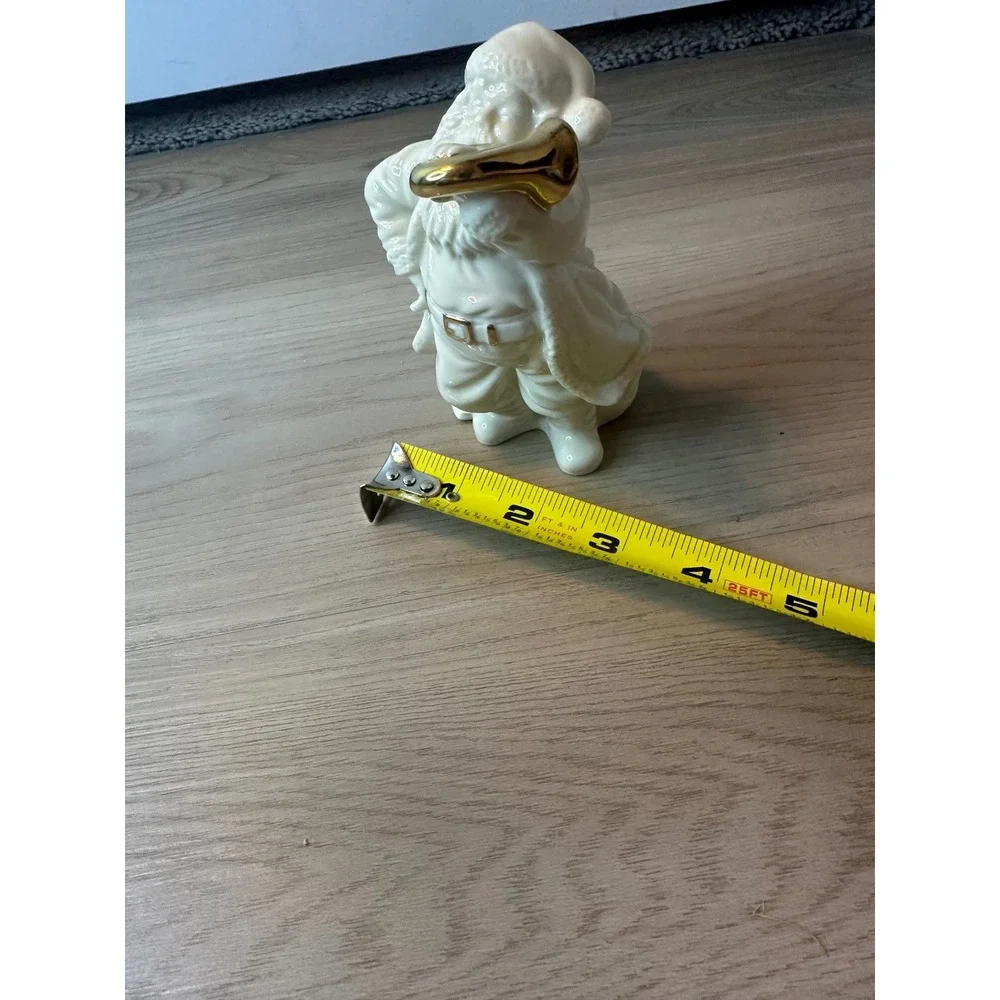 Lenox Ivory China Santa with French Horn Gold Accents Christmas Figurine‎ 5 inch